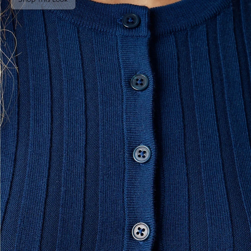 💕 NWT J. Crew Wide Ribbed Button Up Sweater Dress in Marino Wool Blend